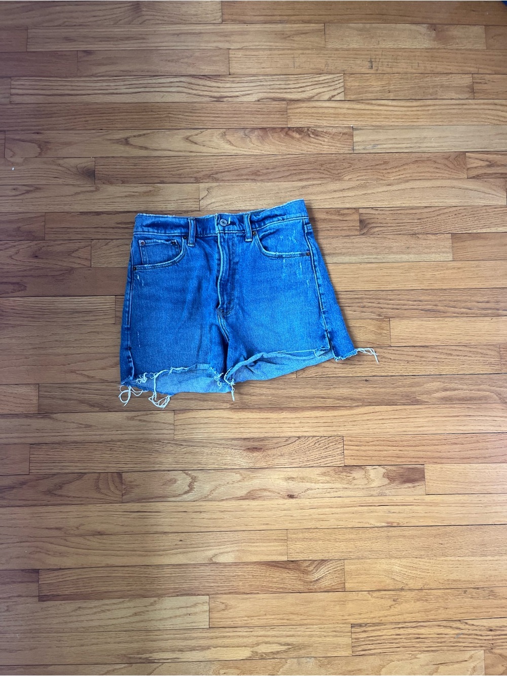 Abercrombie & Fitch Blue Frayed Hem Denim Shorts